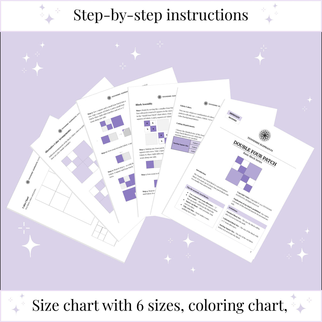 Digital - Double Four Patch Quilt Block Pattern