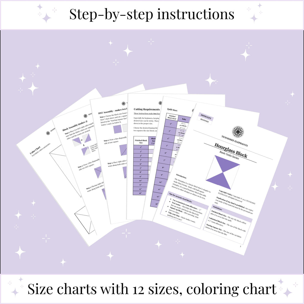 Digital - Hourglass Quilt Block Pattern