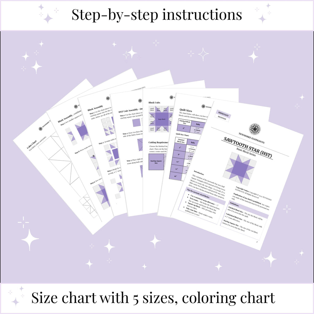 Digital - Sawtooth Star (HST) Quilt Block Pattern