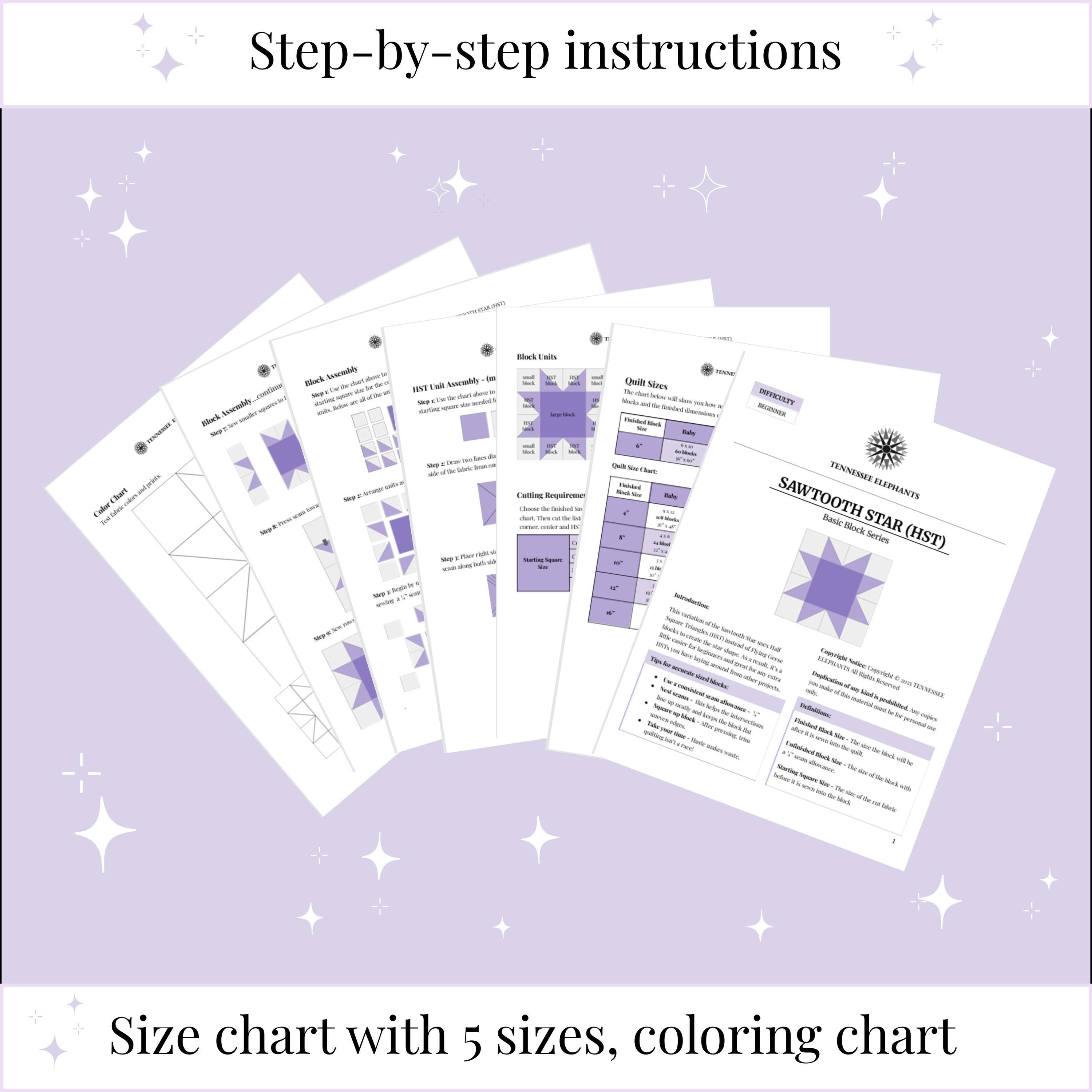 Digital - Sawtooth Star (HST) Quilt Block Pattern