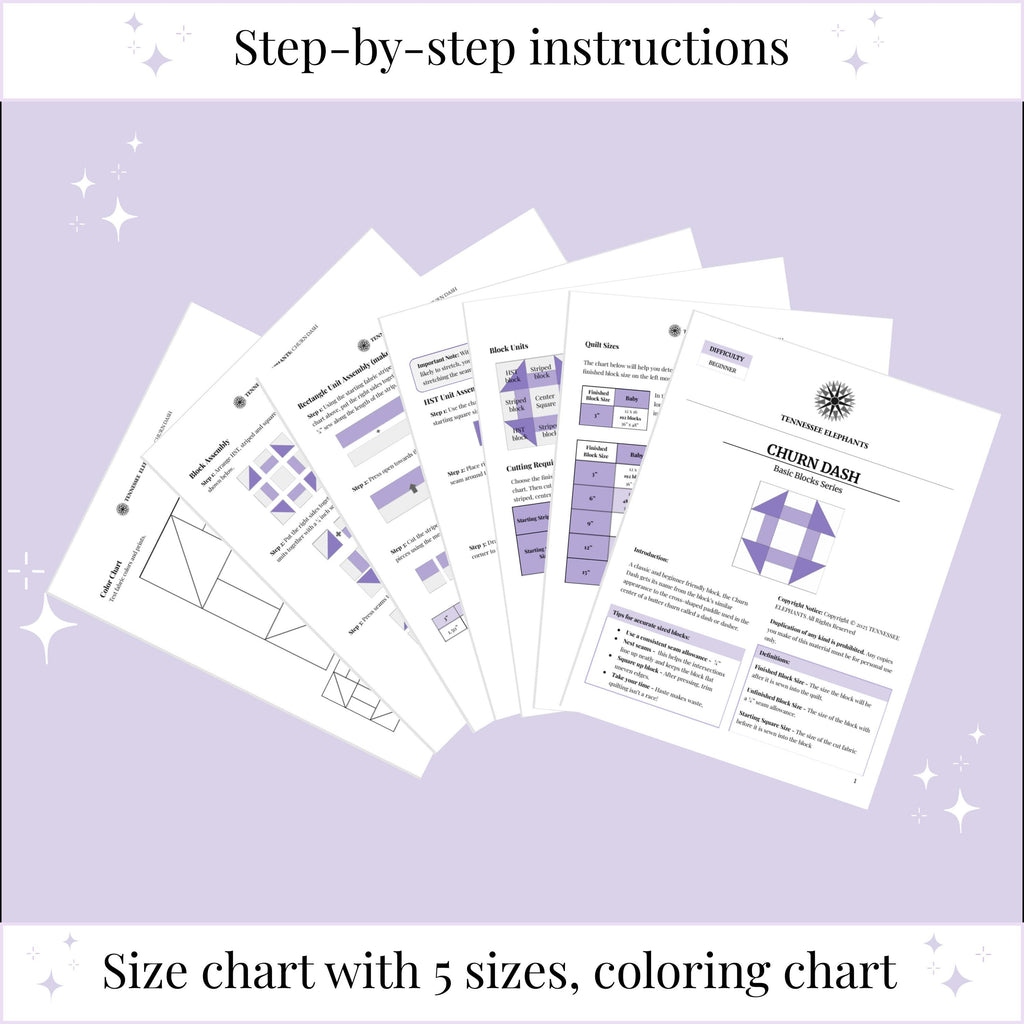 Digital - Churn Dash Quilt Block Pattern