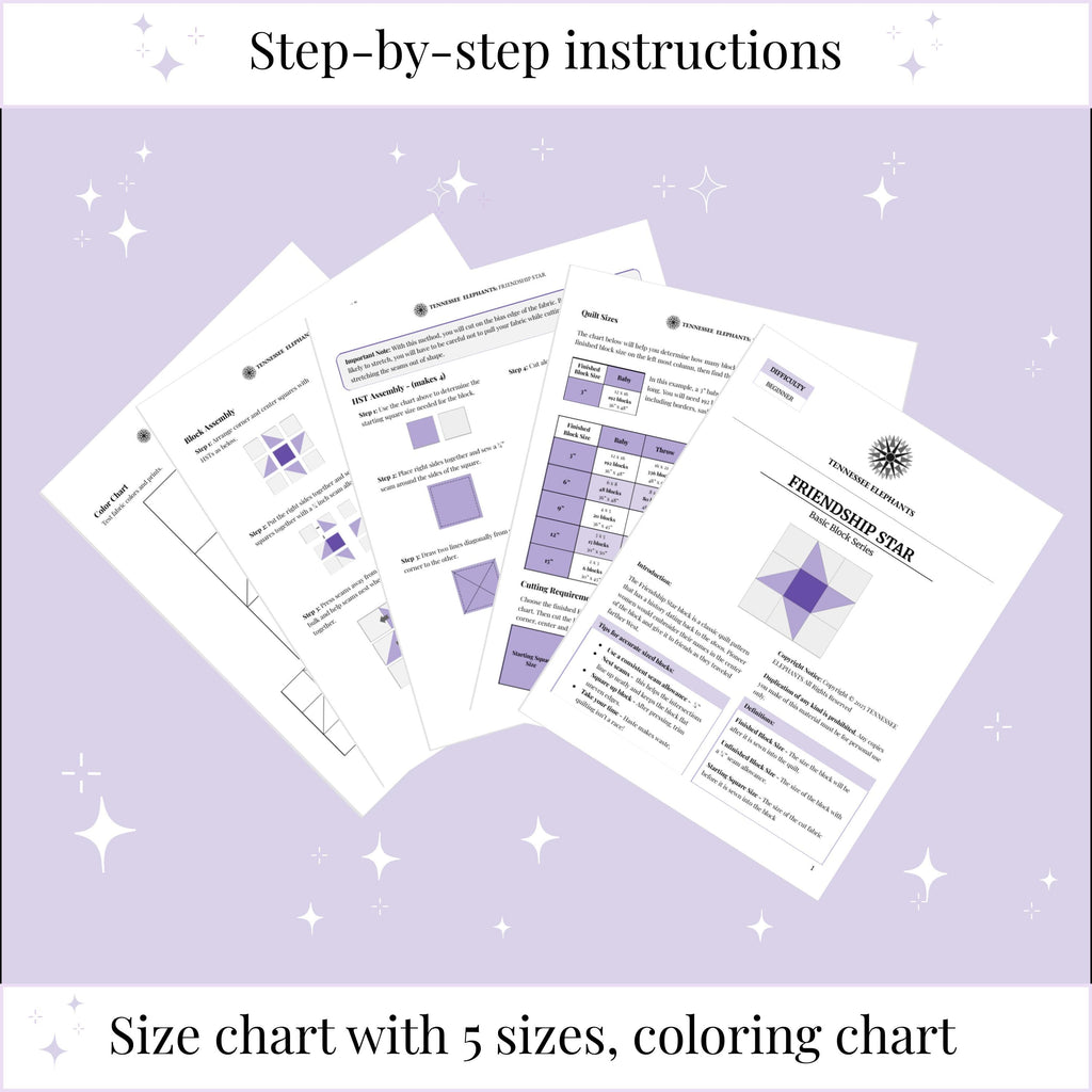 Digital - Friendship Star Quilt Block Pattern